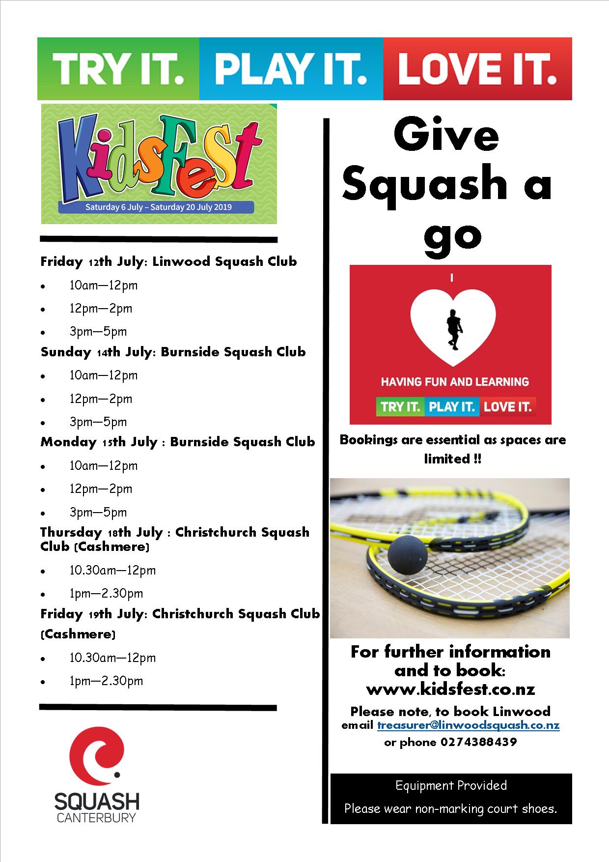 Kidsfest 2019 Give Squash a go