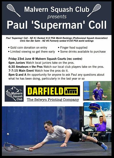 Paul Coll coming to Malvern Squash Club, Darfield_opt
